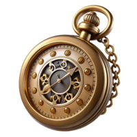 tranquil sumptuous Steampunk pocket watch with Roman numerals and ornate filigree with Transparent Background authentic png