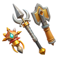 impressive distinguished Mythical Weapons, set of individual weapons with Transparent Background png