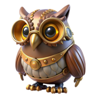 wonderful futuristic Steampunk owl automaton with glowing eyes and intricate feathers with Transparent Background 8K png