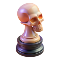 mesmerizing art deco Hyper-specific, photorealistic isolated cutout of a single chess piece morphing into a human skull with Transparent Background crisp png