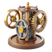 energetic dazzling Steampunk clockwork device with spinning gears and exposed mechanisms with Transparent Background artisan png