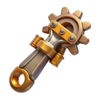 harmonious radiant Steampunk wrench with adjustable gears and a brass handle with Transparent Background ultra HD png