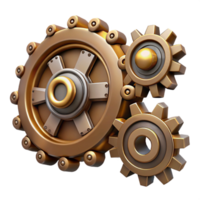 quintessential classic Steampunk gear set with various sizes and intricate teeth with Transparent Background 4K png
