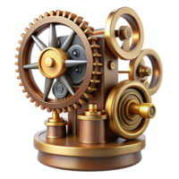 vibrant harmonious victorian Steampunk clockwork device with spinning gears and exposed mechanisms with Transparent Background sharp png