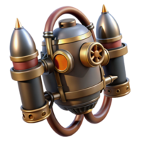 picturesque exceptional Steampunk jetpack with miniature steam engines and brass nozzles with Transparent Background png