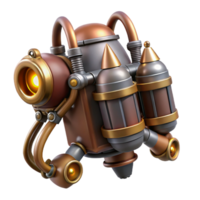 sumptuous dramatic artistic Steampunk jetpack with miniature steam engines and brass nozzles with Transparent Background artisan png