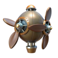 whimsical exquisite Steampunk dirigible propeller with multiple blades and a central hub with Transparent Background detailed png