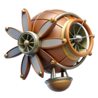 mysterious splendid Steampunk dirigible propeller with multiple blades and a central hub with Transparent Background expertly shot png