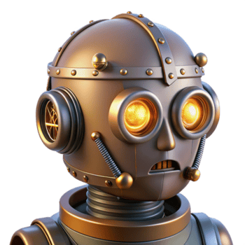 hipnotizante excepcional steampunk robô cabeça com brilhando olhos e exposto fiação com transparente fundo png