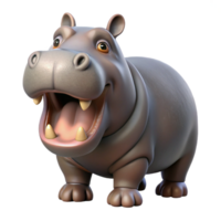 ethereal impressive Photorealistic, professional render, isolated cutout of a single hippopotamus, mouth open with Transparent Background 8K png