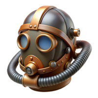 remarkable vintage Steampunk helmet with a visor and breathing apparatus with Transparent Background studio quality png