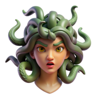 mesmerizing nostalgic avant-garde A menacing medusa with snakes for hair, with Transparent Background refined png