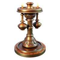 radiant distinguished Steampunk candlestick with intricate detailing and a brass base with Transparent Background png