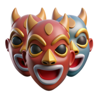 pristine sought-after Mythological Masks, set of individual masks with Transparent Background png