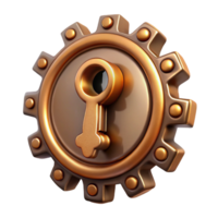 mesmerizing baroque Steampunk keyhole with intricate gears and a hidden lock mechanism with Transparent Background fine detail png