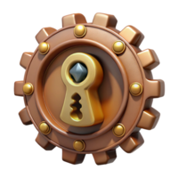 peaceful glorious Steampunk keyhole with intricate gears and a hidden lock mechanism with Transparent Background exclusive png