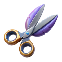immaculate impressionist Ultra-detailed, concept art style, isolated cutout of a levitating pair of scissors with blades made of razor-sharp feathers with Transparent Background fine detail png