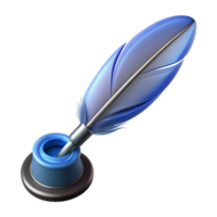 majestic distinctive Ultra-detailed, professional render of a levitating feather pen writing invisible ink with Transparent Background png