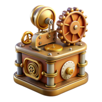 signature classic Steampunk music box with intricate gears and a delicate melody with Transparent Background studio quality png