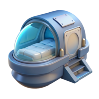 harmonious immaculate Isolated cutout, ultra-detailed, hyper-specific concept art style render of a cryogenic sleep pod with Transparent Background expertly shot png