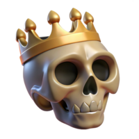 dynamic glorious A single, realistic, human skull wearing a crown with Transparent Background 4K png