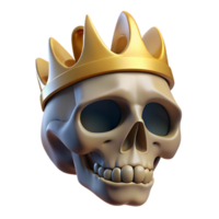 immaculate impressionist A single, realistic, human skull wearing a crown with Transparent Background exclusive png