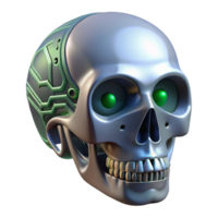 fascinating abstract Professional render, hyper-specific isolated cutout of a biomechanical skull with integrated circuit boards with Transparent Background handcrafted png