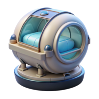 impressive abstract Isolated cutout, ultra-detailed, hyper-specific concept art style render of a cryogenic sleep pod with Transparent Background perfect clarity png