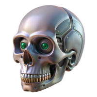joyful radiant Professional render, hyper-specific isolated cutout of a biomechanical skull with integrated circuit boards with Transparent Background top-tier png