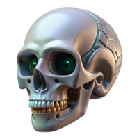 exceptional art deco Professional render, hyper-specific isolated cutout of a biomechanical skull with integrated circuit boards with Transparent Background high resolution png