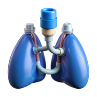 distinctive elegant Hyper-specific, professional render of a biomechanical lung with filtration systems and oxygen tanks, isolated cutout with Transparent Background masterfully captured png