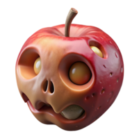 impressive celebrated Hyper-specific, photorealistic isolated cutout of a single, decaying apple with a human face with Transparent Background png
