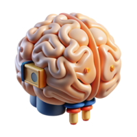magnificent signature Professional render, hyper-specific isolated cutout of a biomechanical brain with external processing units with Transparent Background png