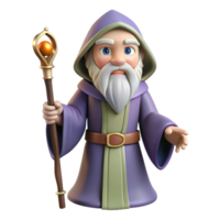 glorious remarkable A wise old wizard, long white beard, holding a staff with Transparent Background png