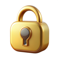 harmonious dramatic A stylized lock icon, made of polished brass, with a keyhole with Transparent Background professional png