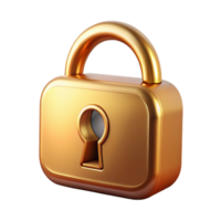 gorgeous rustic A stylized lock icon, made of polished brass, with a keyhole with Transparent Background crisp png