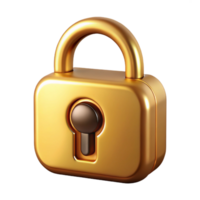 striking standout A stylized lock icon, made of polished brass, with a keyhole with Transparent Background png