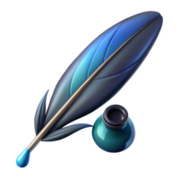 serene timeless A single, realistic feather pen, with an ink drop forming at the tip with Transparent Background png
