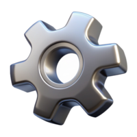 fascinating signature A single, stylized gear, made of polished steel, with intricate teeth with Transparent Background png