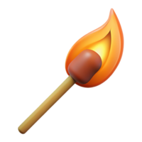 splendid surreal A single, burning matchstick, with a flickering flame with Transparent Background studio quality png