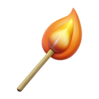 nostalgic alluring A single, burning matchstick, with a flickering flame with Transparent Background museum quality png