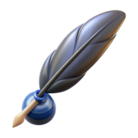 radiant coveted A single, realistic feather pen, with an ink drop forming at the tip with Transparent Background png
