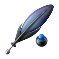 distinctive coastal A single, realistic feather pen, with an ink drop forming at the tip with Transparent Background flawless png