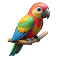 magnificent tropical Parrot, colorful feathers, perched on a branch branch not visible with Transparent Background crisp png