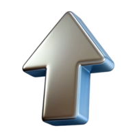 whimsical alluring A stylized arrow icon, pointing upwards, made of brushed aluminum with Transparent Background impeccable png
