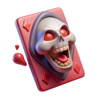 dynamic fascinating Ultra-detailed, concept art style of a floating, single playing card with a face morphing into a screaming skull with Transparent Background detailed png