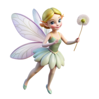 sought-after avant-garde A delicate fairy, iridescent wings, holding a dandelion seed with Transparent Background museum quality png