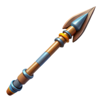 gorgeous rustic Professional render of a photorealistic isolated cutout, ultra-detailed tribal spear with intricate carvings with Transparent Background 8K png
