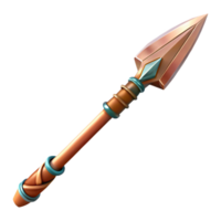 dynamic fascinating Professional render of a photorealistic isolated cutout, ultra-detailed tribal spear with intricate carvings with Transparent Background exclusive png