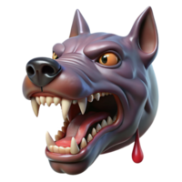 iconic traditional Photorealistic, ultra-detailed, isolated cutout of a single Cerberus head, saliva dripping from fangs with Transparent Background original png
